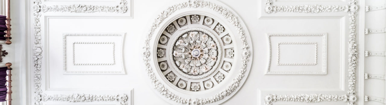 Image of ornate ceiling in Hinxton Hall